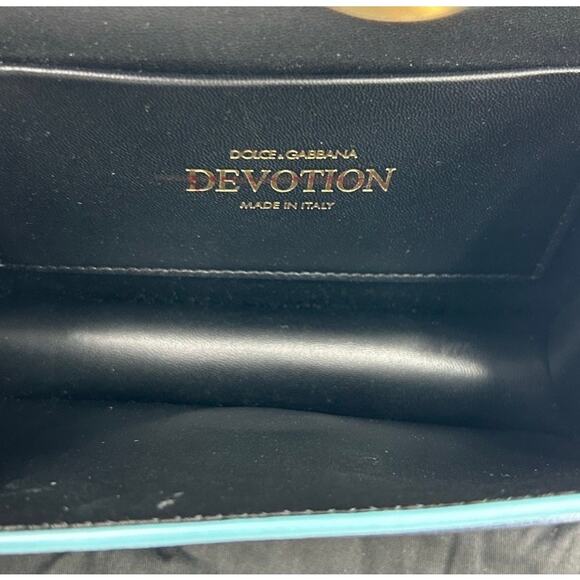 Dolce&Gabbana small devotion, top handle Bag in metallic blue made in Italy - Picture 9 of 12
